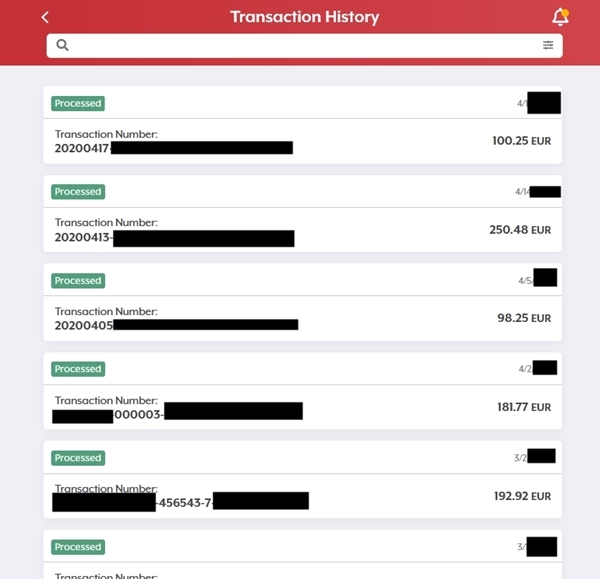 An example of a transaction made on the site